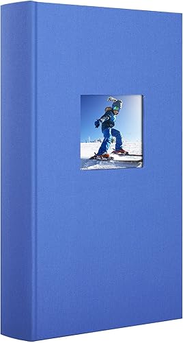 NESCL Álbum de fotos de lino de 4 x 6 con capacidad para 408 bolsillos negros deslizantes, cubierta de tela, álbumes de fotos pequeños para boda,