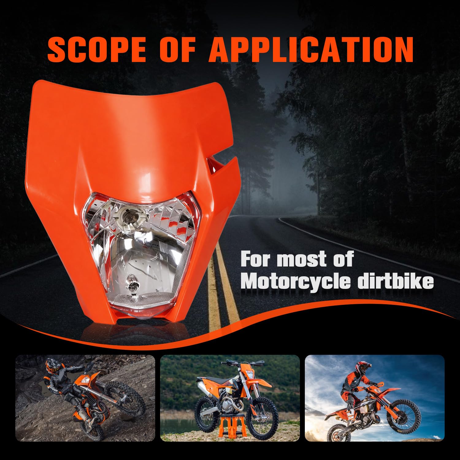 JFG RACING Faro Anteriore LED Per Moto EC250 EC300 EC350 (2019-2023) – Nero, Super Luminoso E Resistente