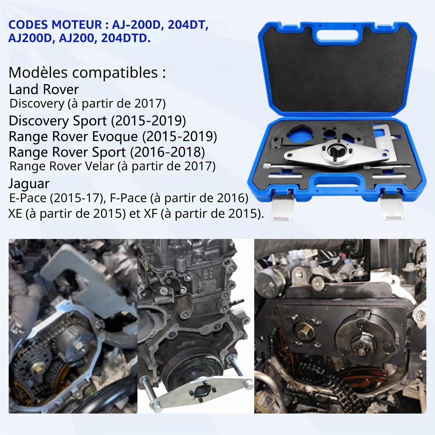 ZKTOOL Kit d'Outils de Calage de Verrouillage d'arbre à Cames Moteur, Compatible avec Land Rover Jaguar Aurora 2.0T 2.0 Le Moteur Diesel, Équivalent à OEM JLR-303-1625, JLR-303-1631, JLR-303-1630