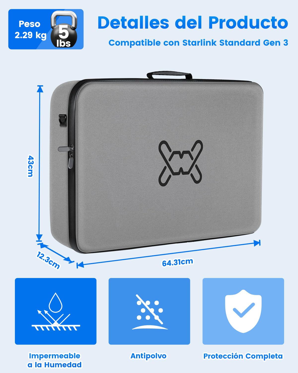 Mwin Funda de Transporte para Starlink Gen 3 - Bolsa Impermeable y Antigolpes para Antena V3. Portátil, Ideal para Autocaravanas y Exterior, Protege tu Kit y Accesorios Starlink Gen 3