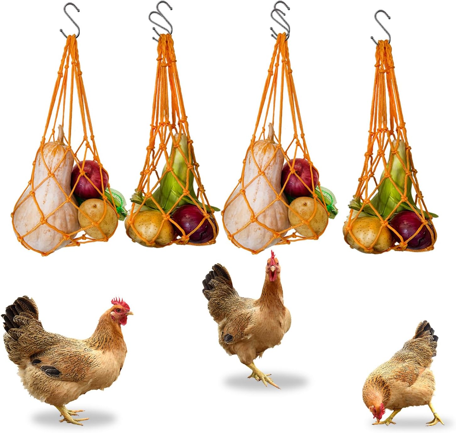 Amazon.com : 4pcs Chicken Vegetable String Bag Poultry Fruit Holder ...