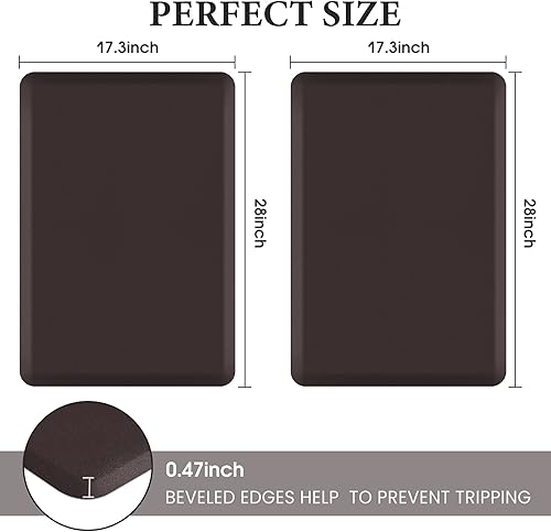 Miniatura 103 de HappyTrends Tapete de cocina [2 piezas] acolchado, cómodo, antifatiga, impermeable, antideslizante, tapete de espuma ergonómica gruesa y perfecta