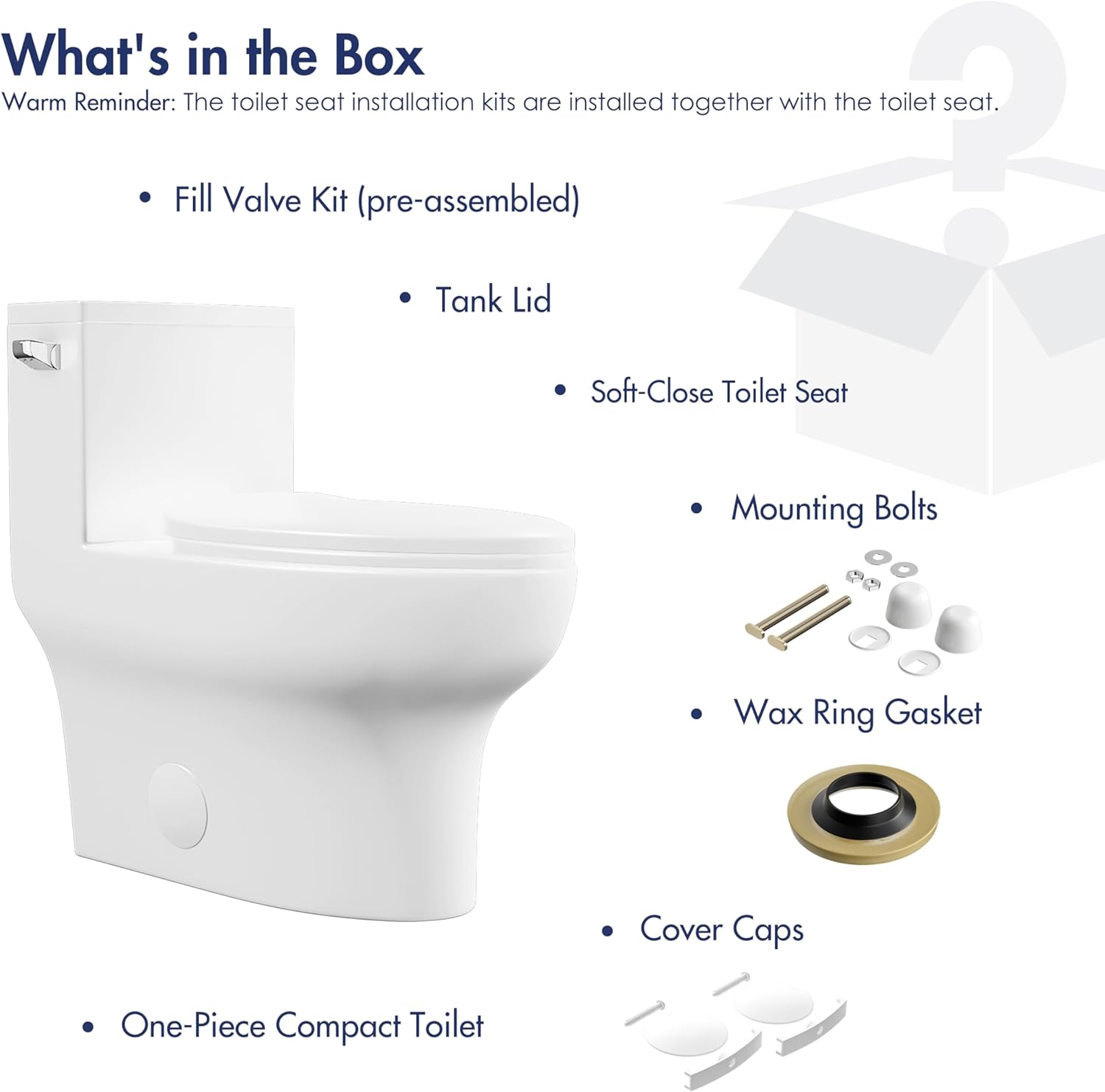 Salerno White 1.28 GPF Elongated One-Piece Toilet
