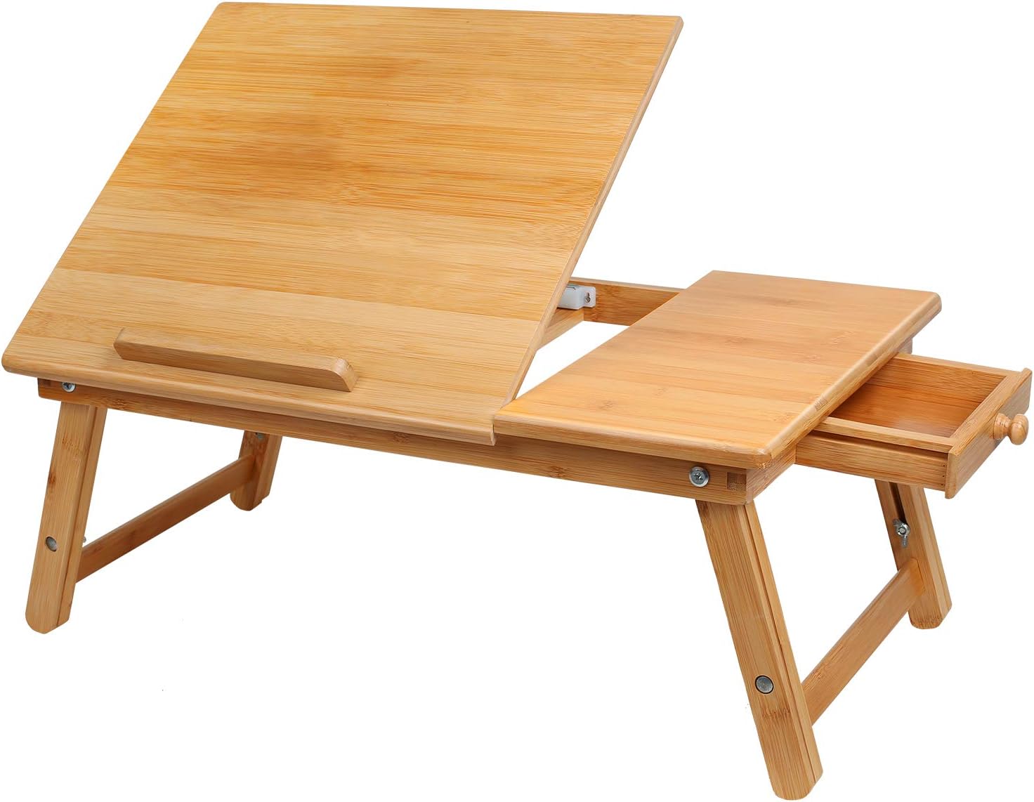 Laptop Desk Bamboo Foldable Lap Top Bed Table Serving Tray Notebook Computer Sofa Table Stand Height & Angle Adjustable lapdesk Lap desk table with Storage drawer