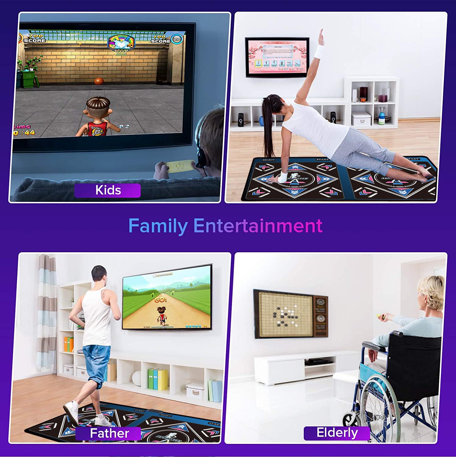 Tapete de baile musical para niños y adultos, ideal para juegos de baile de fitness, 899 juegos, tarjeta de memoria de 64 GB, 75 videos musicales, 650 canciones. Hecho de franela de alta 5
