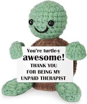 Funny Crochet Turtle Friendship Appreciation Gifts for Best Friend, Sisters, Coworkers, Work Bestie, Positive Birthday Nurses Week Thank You Gifts for Nurse Friends, Unique Desk Decor for Women Office