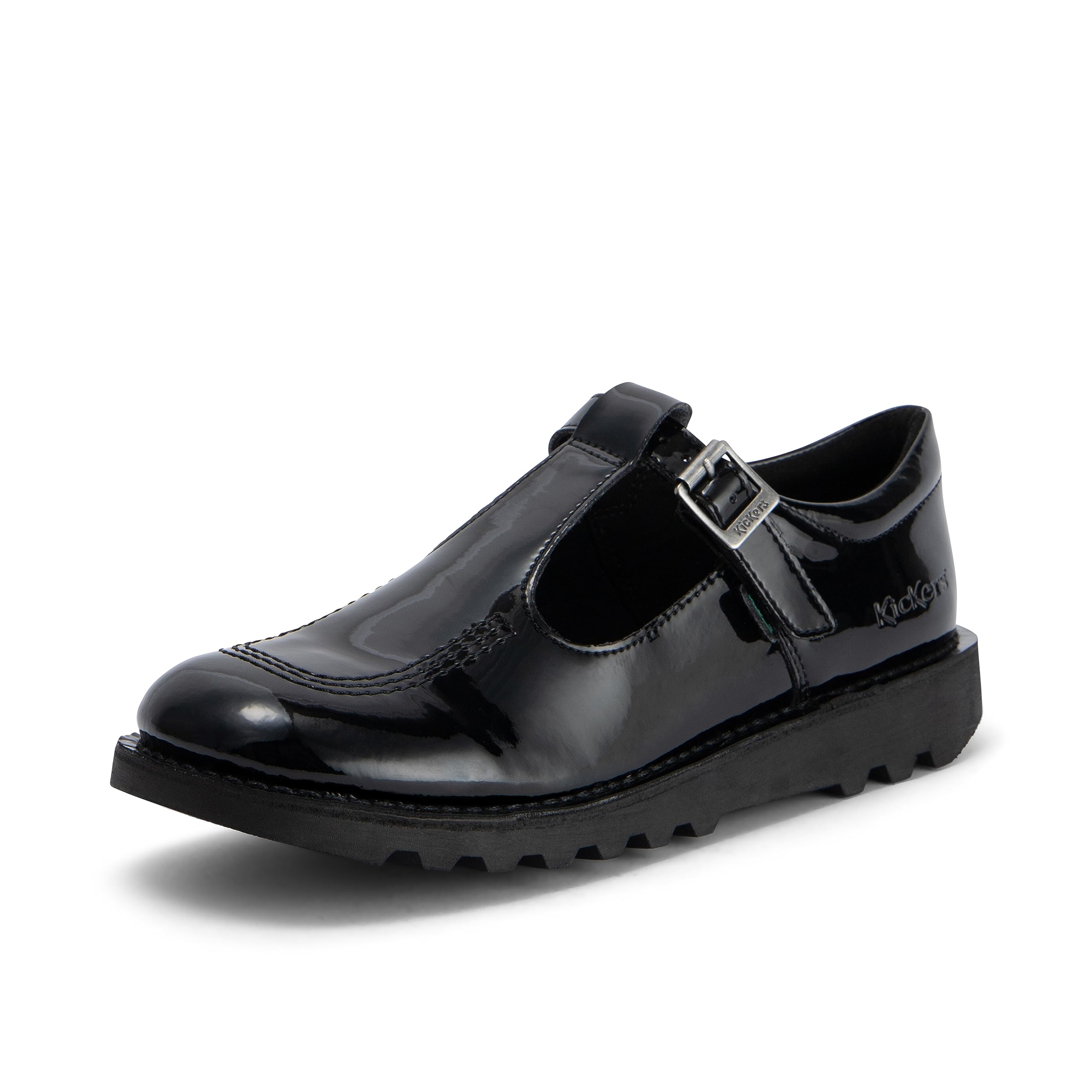 Kickers Girls Black 'S School Shoes Kick T Bar Leather Hook And Loop Uk  1 Uk Size 1 Kids