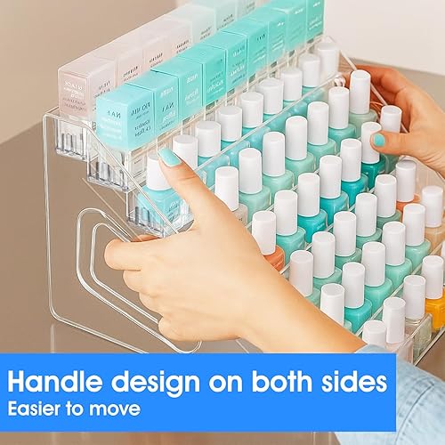 Miniatura 6 de Paquete de 2 organizadores de esmalte de uñas acrílico, 84 botellas de 7 capas, estante de exhibición de acrílico transparente, organizador de