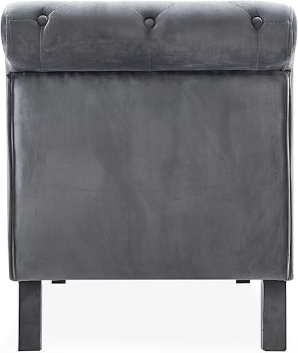 Miniatura 5 de BELLEZE Tumbona tapizada para interiores, sofá moderno de ocio, asiento trasero copetudo con botones con almohada decorativa a juego y patas de