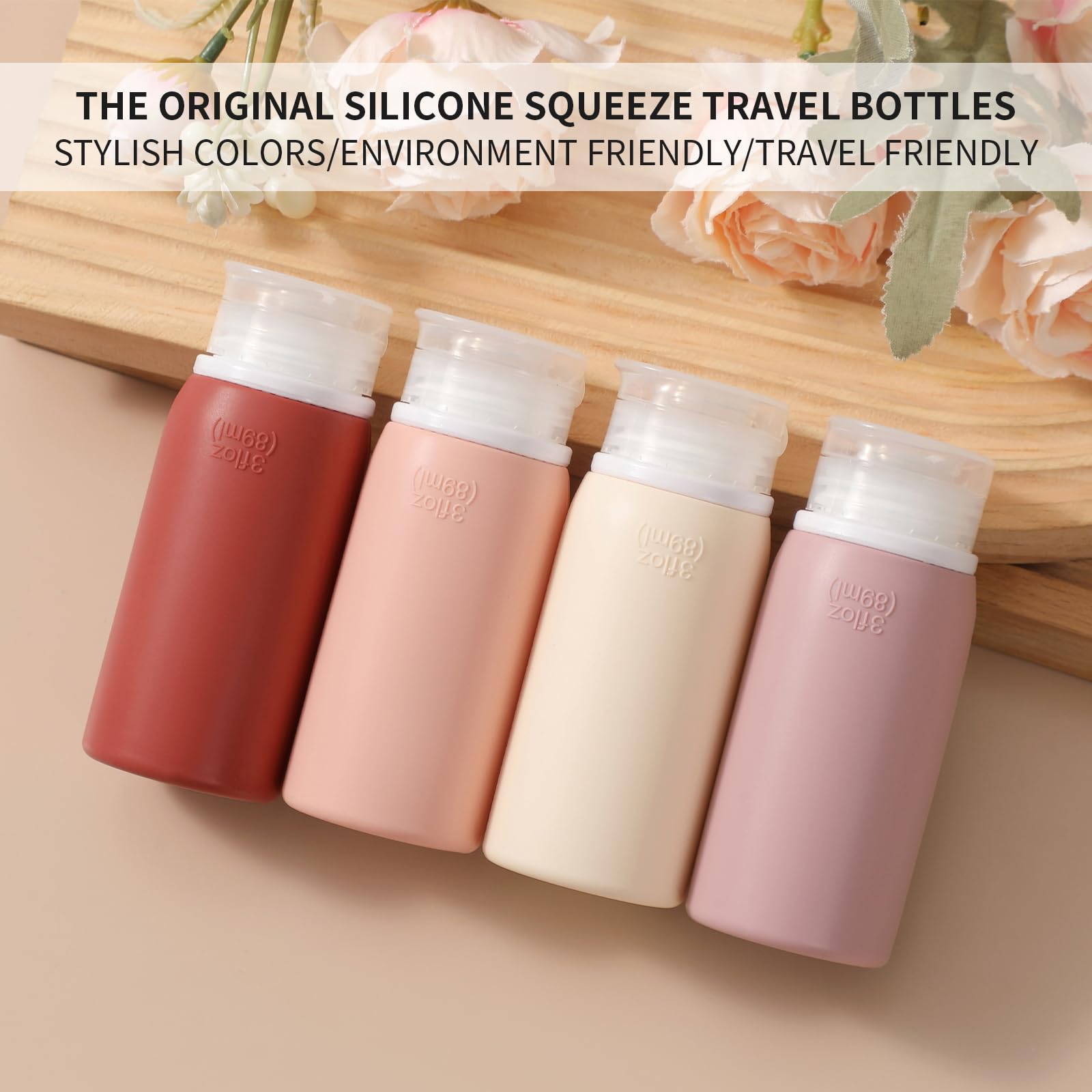 Muslish 21 Pack Travel Bottles for Toiletries, Leak-Proof TSA Compliant Silicone Travel Size Containers for Shampoo and Conditioner, BPA Free with Toiletry Bag (Cream)