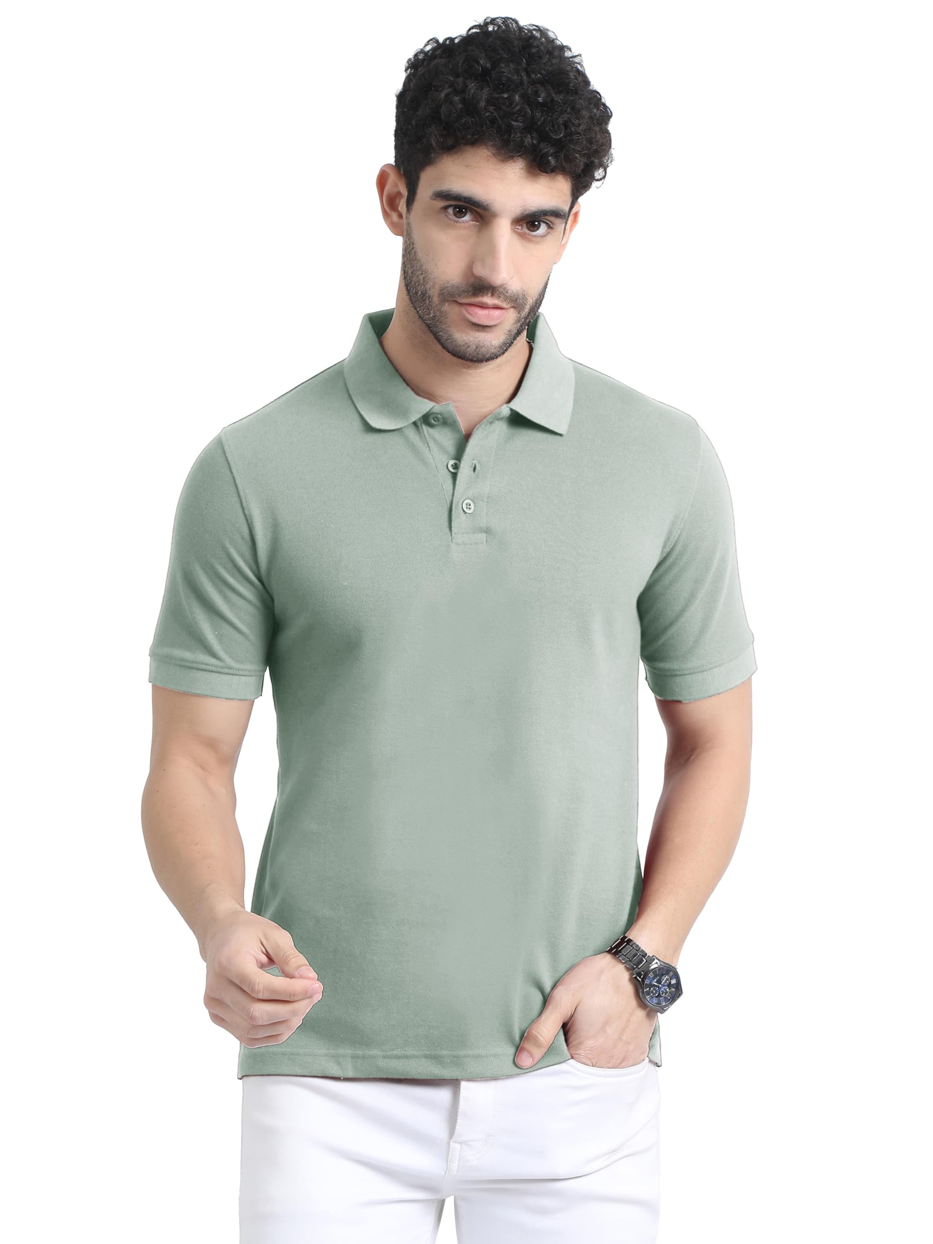 miraan Men's Poly Cotton Plain Casual Regular Fit Polo T-Shirt-picture-20