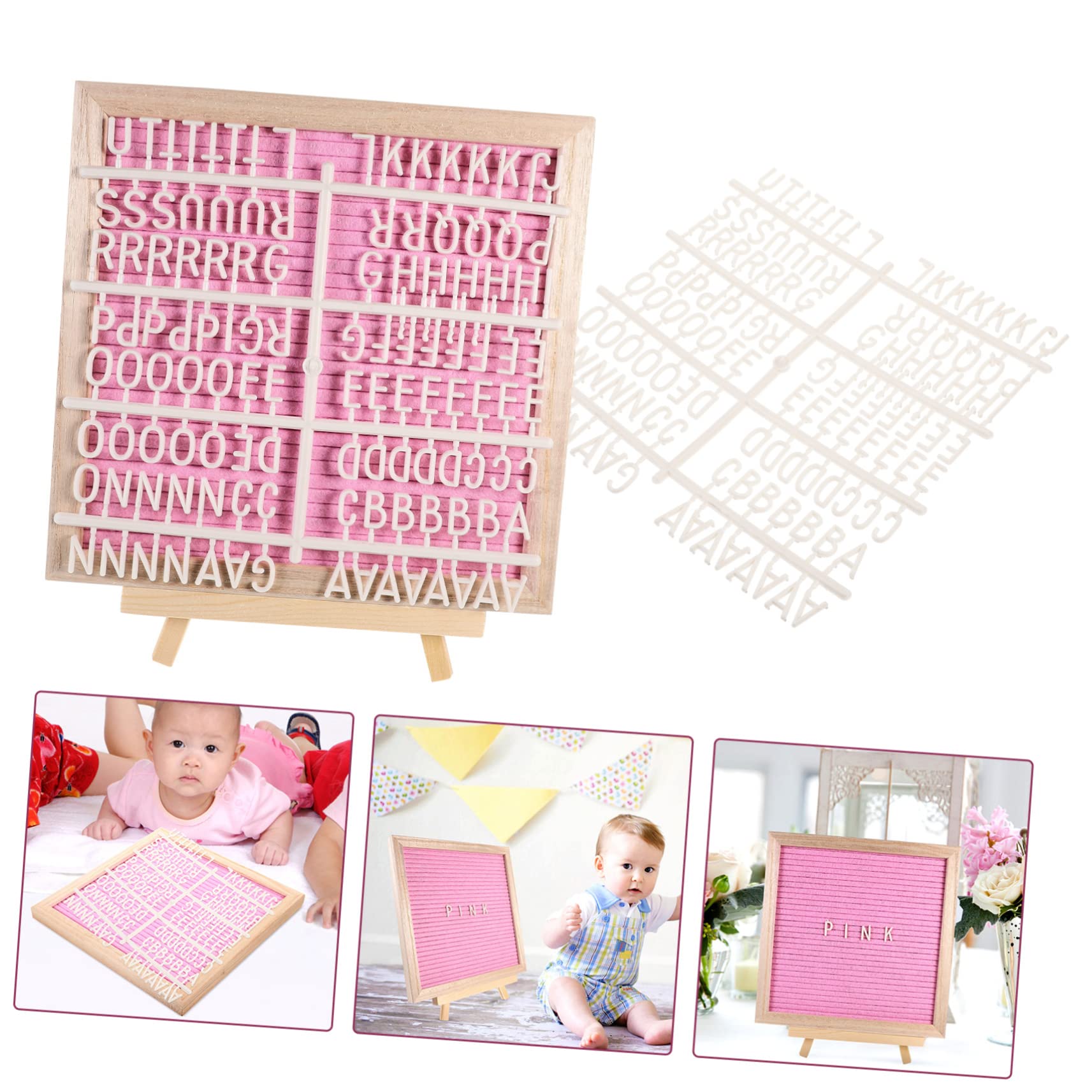 Lurrose Tableau à Lettres Set Complet en Feutre Double Face avec Support Bois, Facile à Fixer, Personnalisable pour Affichage Pratique pour Mariage ou Anniversaire