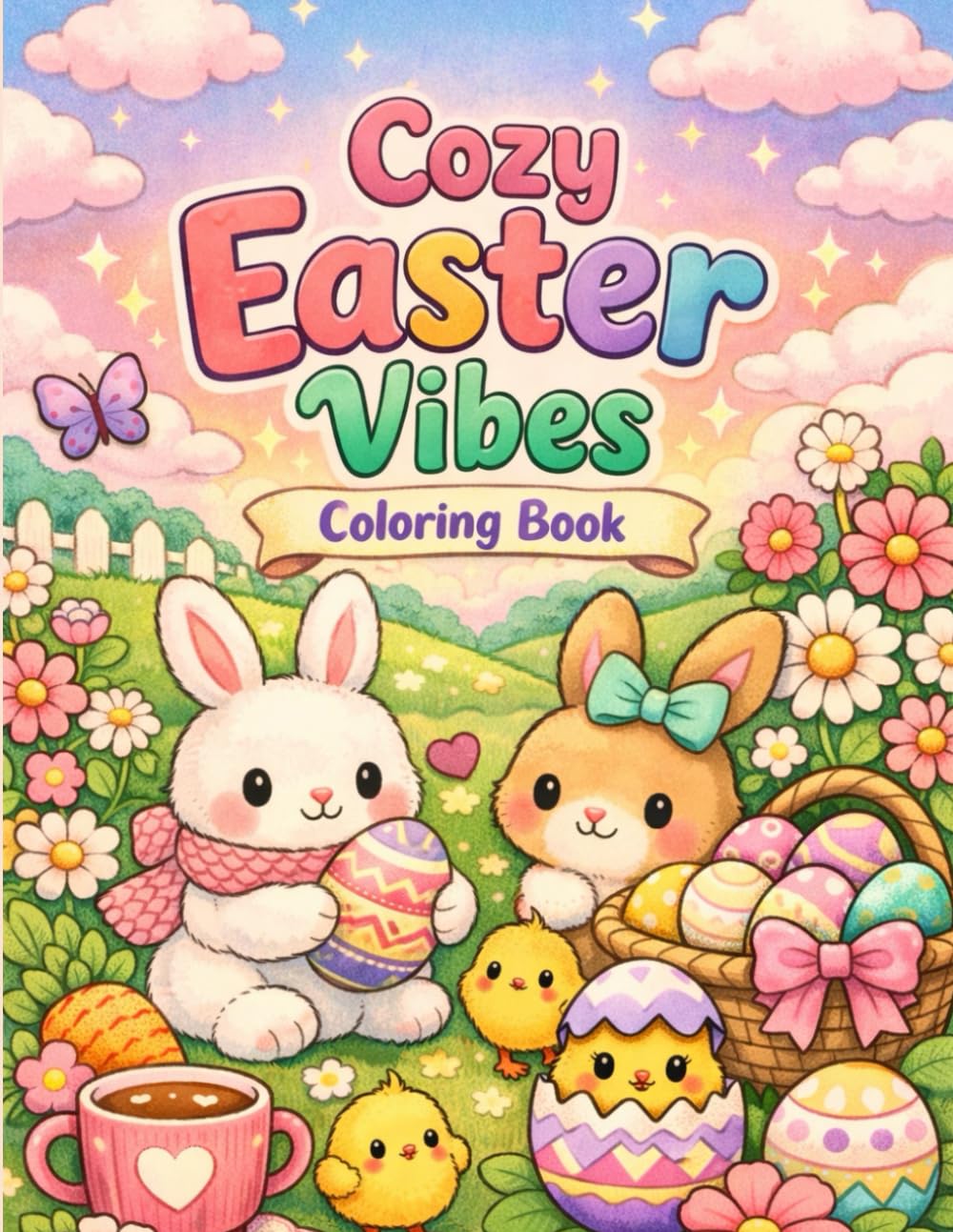 Cozy Easter Vibes: A Cute and Relaxing Spring Coloring Book with Bunnies, Eggs, and Cozy Easter Scenes (Cozy Celebrations)