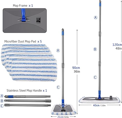 Miniatura 3 de Masthome Recambios de trapeador y trapeador de microfibra extra grande, trapeador plano de 16 pulgadas con repuestos de fregona reutilizables y