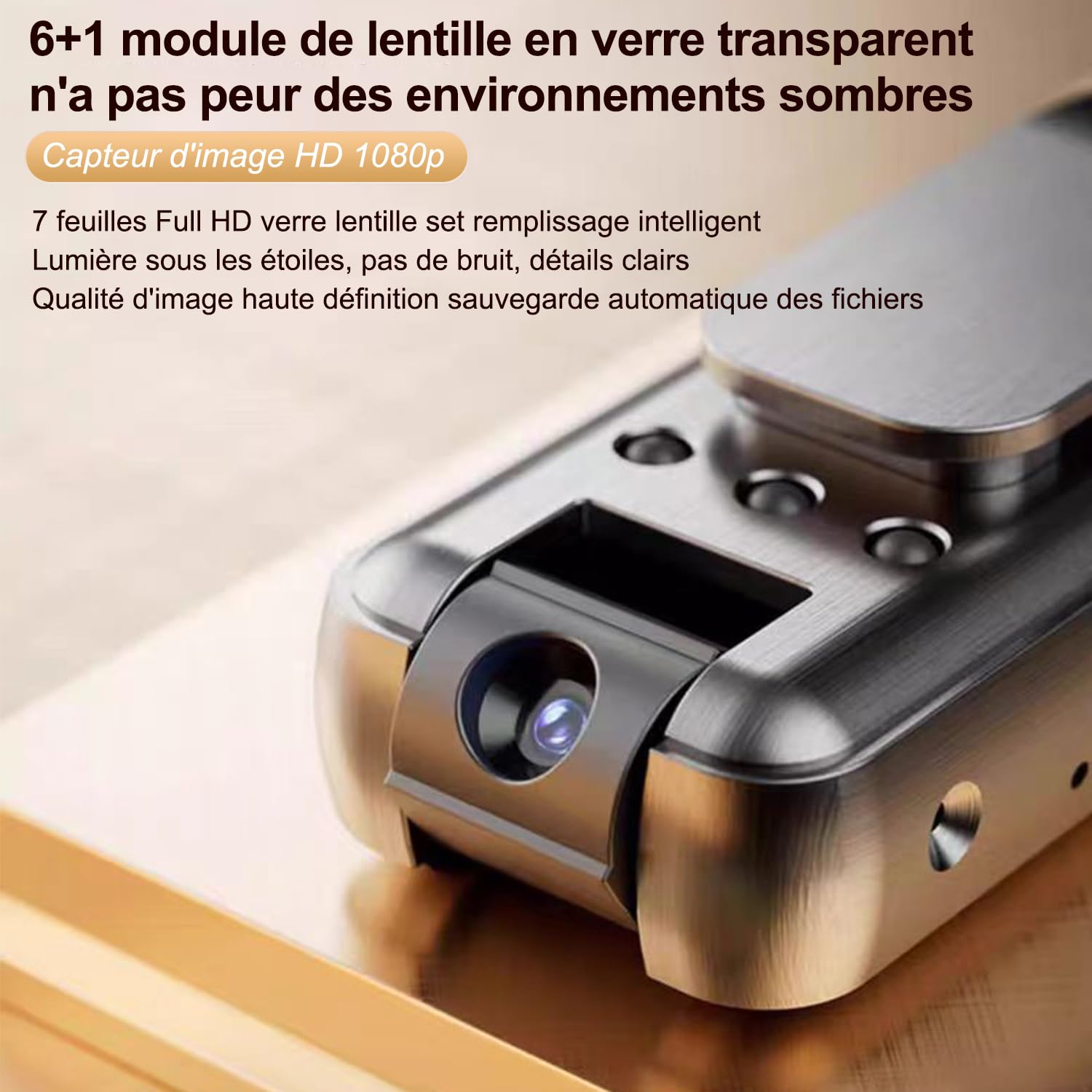 Genérico Videocamera Sportiva 180 ° Grande Angolo Video, Videocamera Ring Shot, 1 Ora Di Durata Della Batteria 1080p HD IR Visione Notturna Telecamera WiFi per Sport All'aperto E Registrazione