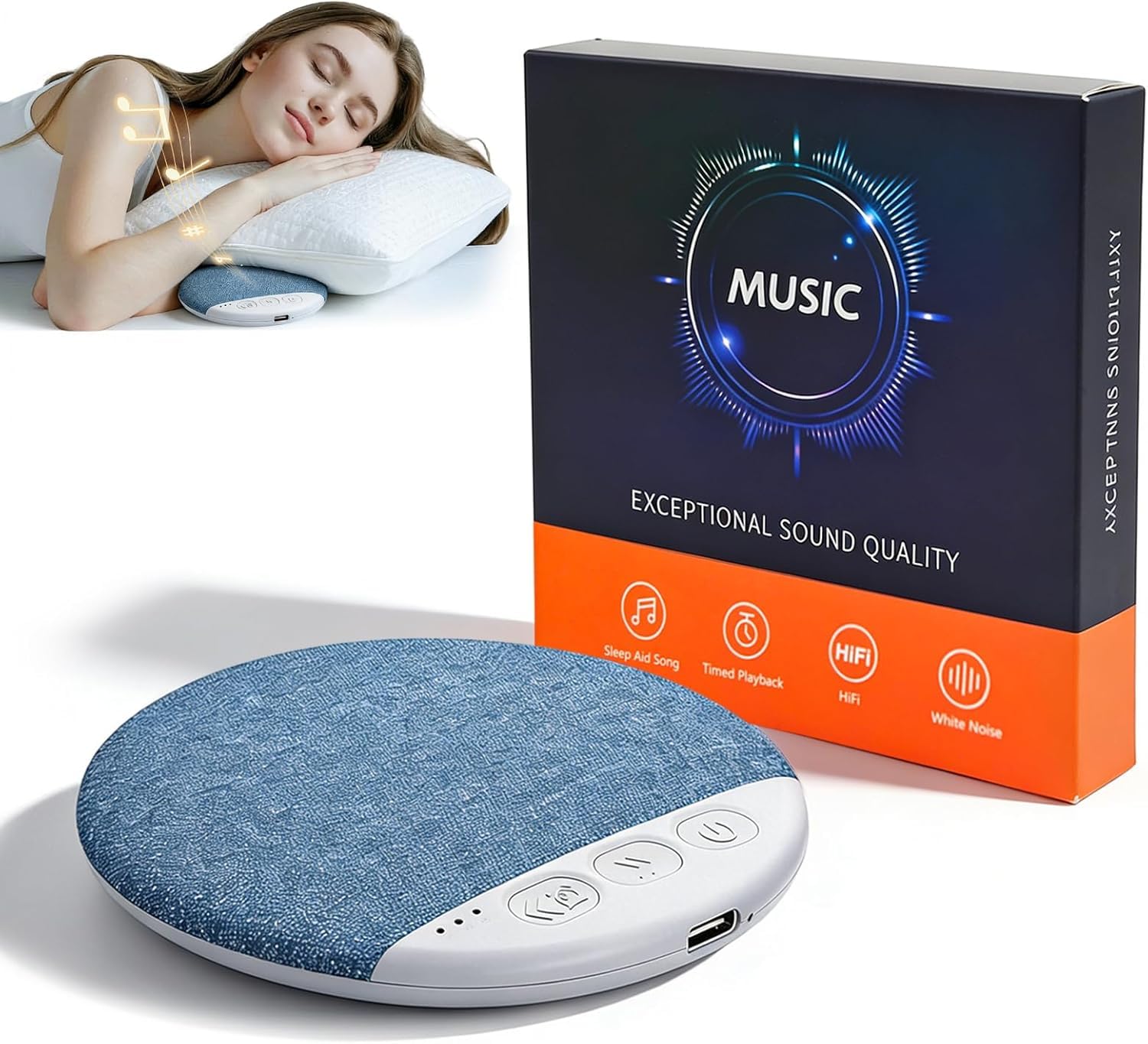 new 2026 sleep pillow speaker, bluetooth pillow speaker with white noise timer wireless sleep aid with stereo bass private sleep headphones for adult kids