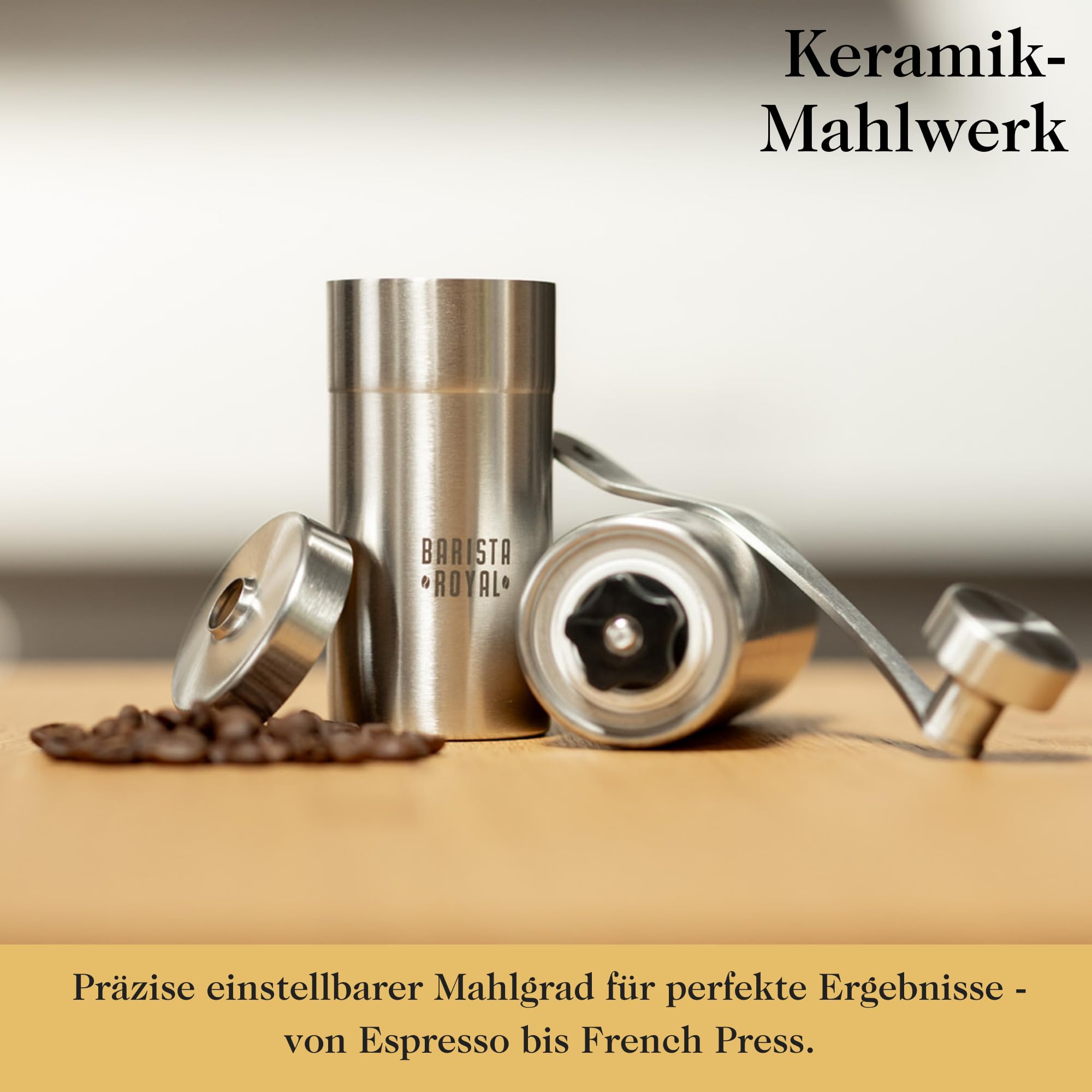 Westmark Handmatige koffiemolen met keramische molen, tot 4 kopjes koffie, met maataanduidingen, Brasilia, lengte: 20,5 cm, roestvrij staal/keramiek, 24902260