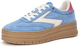 LUCKY STEP Women's Platform Sneakers Gum Sole Suede Casual Classic Retro Rubber Thick Sole Trendy Fashion Tennis Walking Shoes