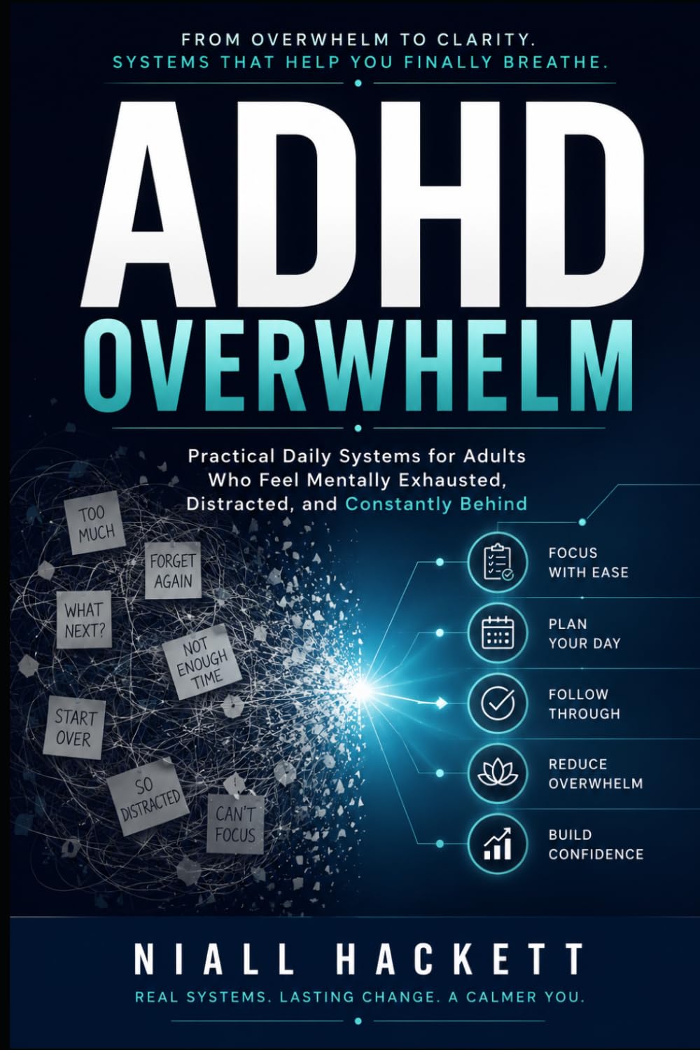 ADHD Overwhelm: Practical Daily Systems for Adults Who Feel Mentally Exhausted, Distracted, and Constantly Behind