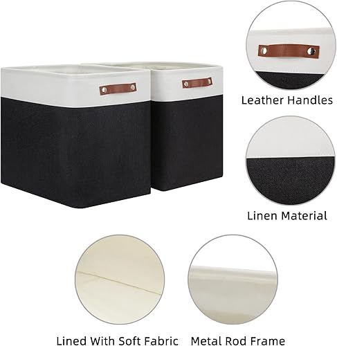 Vista 91 de HNZIGE - Canastas pequeñas de tela para organización (paquete de 6) canastas plegables de almacenamiento para estantes, armarios, lavandería, Asas