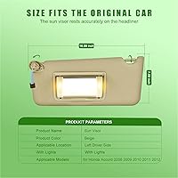 Vista 3 de Visera solar del lado izquierdo del conductor para Honda Accord 2008 2009 2010 2011 2012 2013 2014 2015 2016 2017, ensamblaje de repuesto
