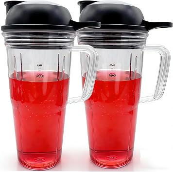Replacement Blender Handle Cup 24oz with To-go-lid, compatible with NutriBullet Blender Combo NBF10500/NBF70500/ZNBF30400Z/ZNBF30500Z2 cup, 24oz with handle