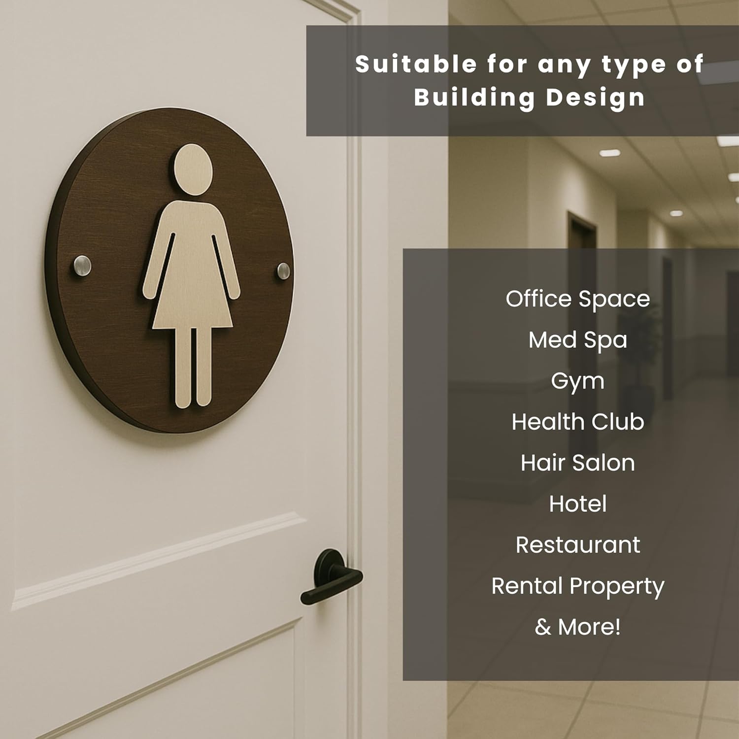 Bathroom Signs Wooden (Brown w/Wood Woman)