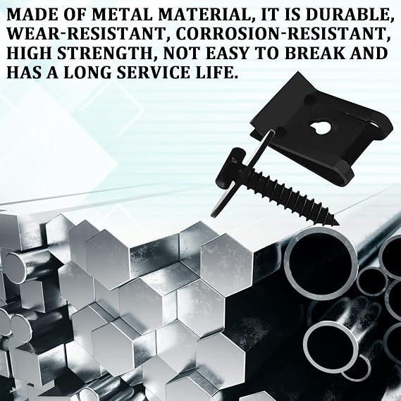 M4.2 Fender Liner Screw Bolts U-Nut Clips Kit, Automotive Body Hex Head Screw U Clips Fastener Set, Universal Bolts and Nuts U Clamp Kit for Engine Splash Shield Bumper Radiator Hood(25Sets)