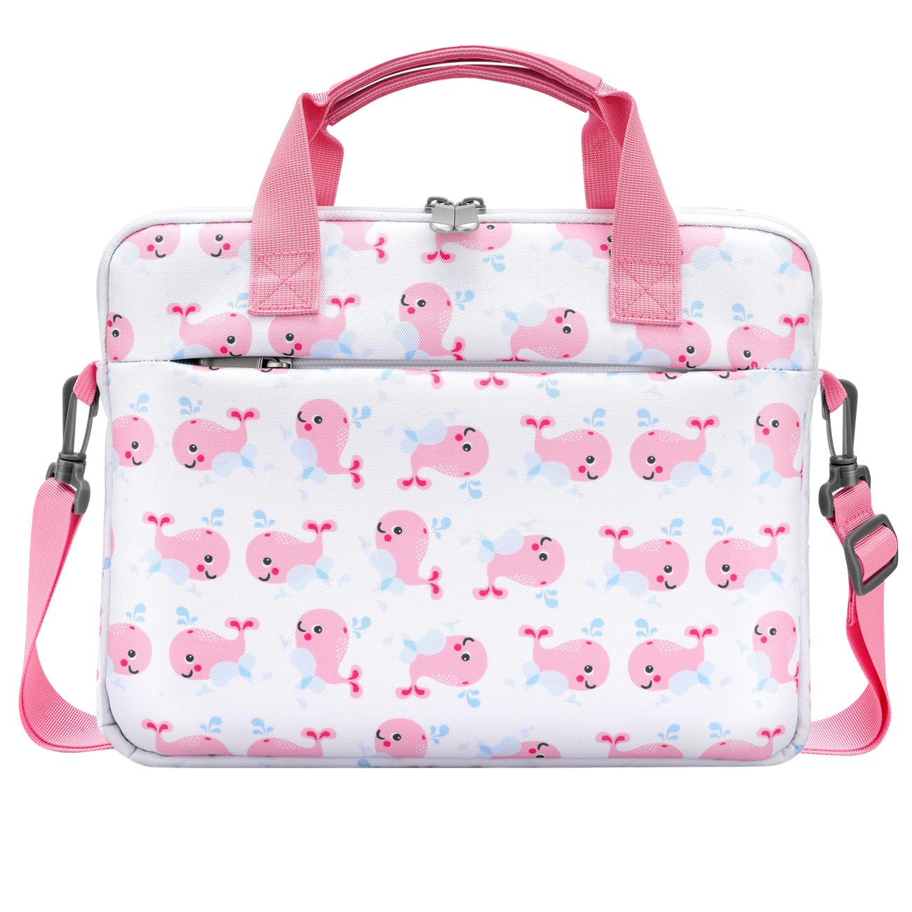 Dadanism Tablet Tasche für Kinder, 10-12,5 Zoll Tablet Tragetasche mit Griff und Schulterriemen für Fire HD 10 Kids/Fire HD 10 Kids Pro 13./11. Gen 2023/2021, Fire Max 11 2023, Rosa Whale