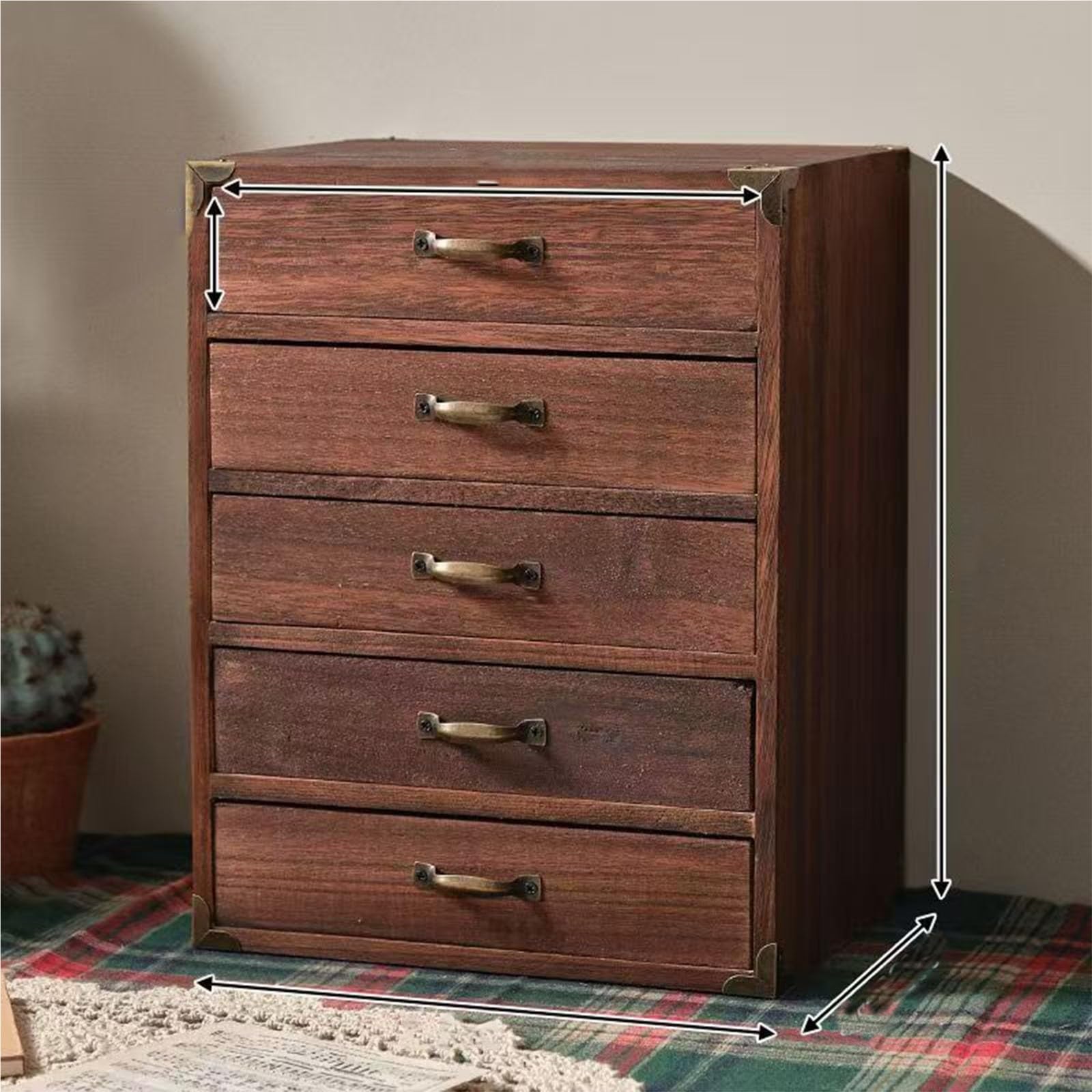 Aioneer D Vintage Wooden Esk Nizer - Stylish Office Storage Box Esk Rawer Nizer With Metal Handle File Cabinet For Home & Office Elegant Esktop Nizer