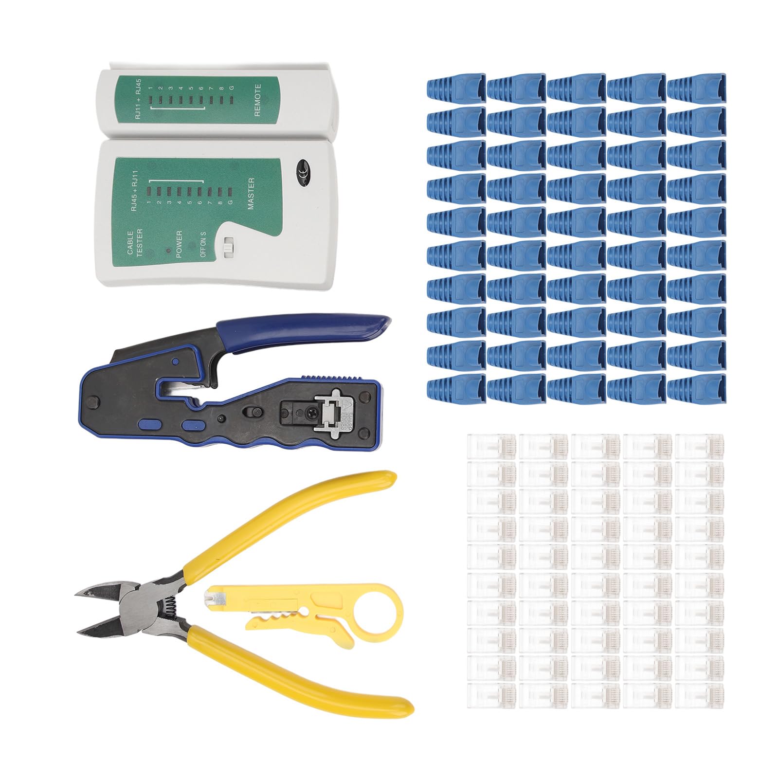 Testeur de câble réseau, Kit de sertissage RJ45, dénudeur de fil, connecteurs de passage pour Installation réseau