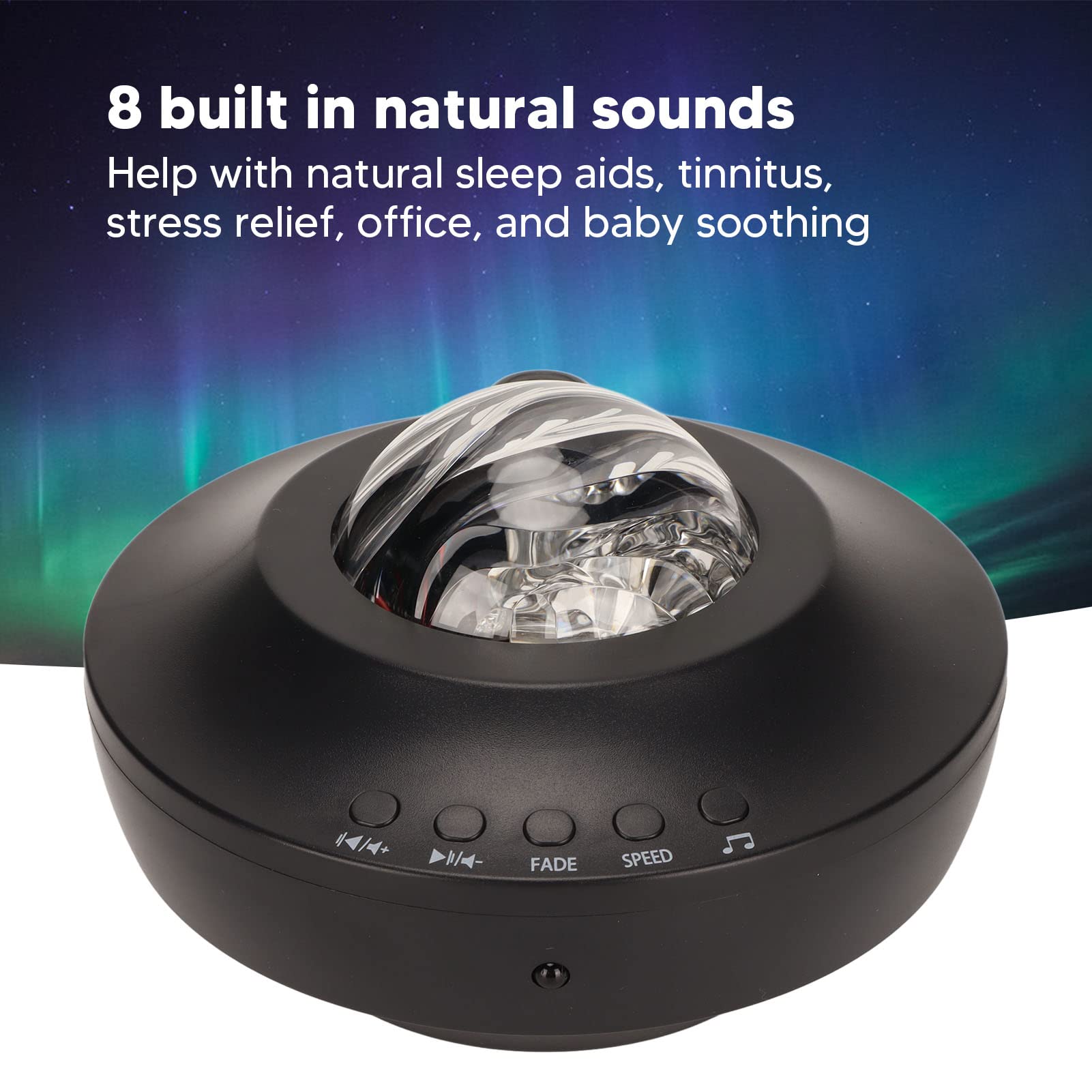 Proiettore Aurora 'aurora boreale, 5 in 1 Proiettore stellare a luci bianche con altoparlante Bluetooth, timer e telecomando Proiettore Proiettore di luce notturna per soffitto