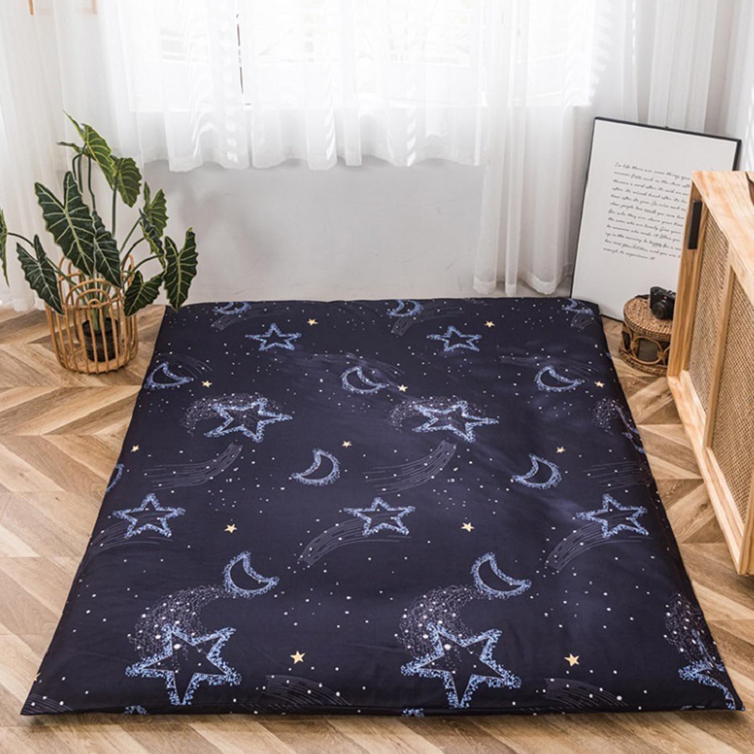LDLCYCN Floor Futon Mattress Cover with Zipper Queen Japanese Floor Mattress Futon Cover Dustproof Mattress Protector Futon Slipcover Washable Soft Cover for Bedroom,F,150x200cm(QUEEN)