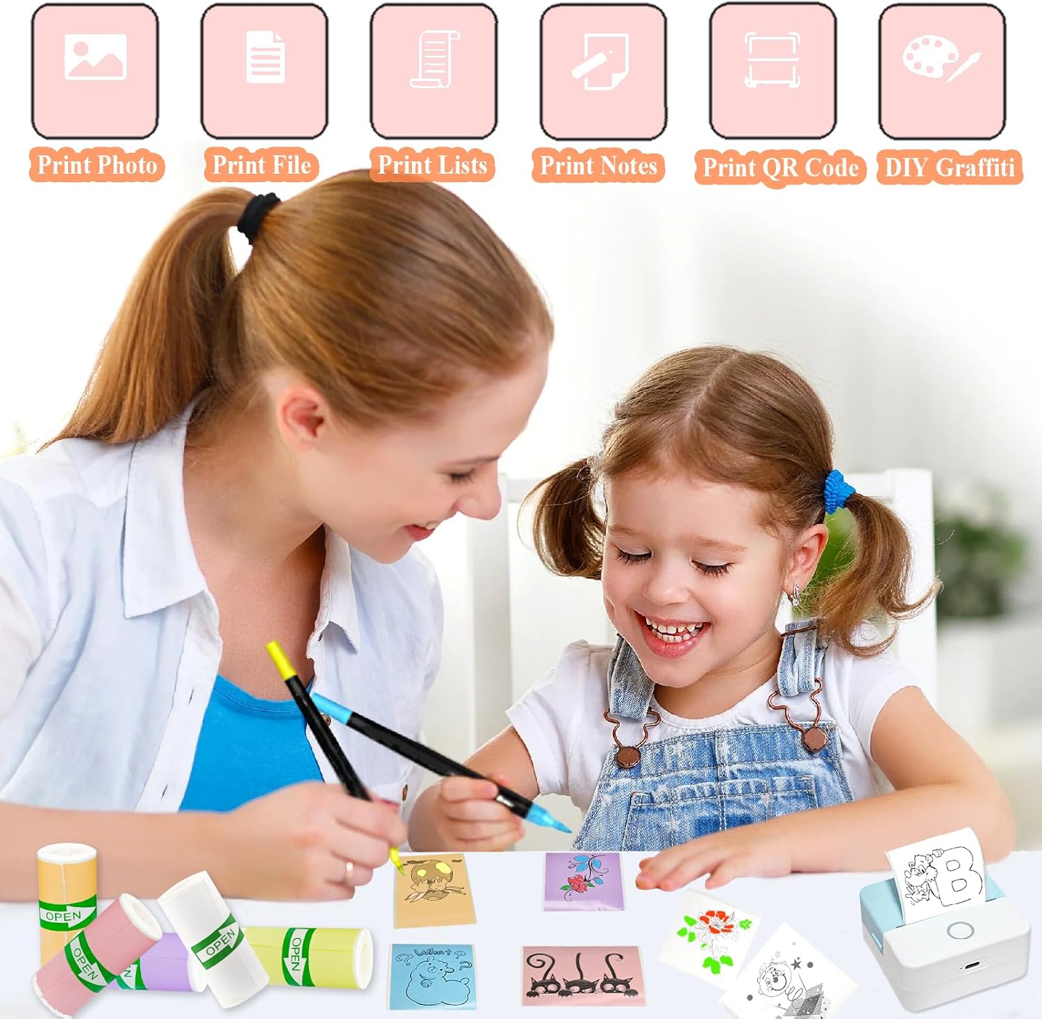 9 Rolls Self-Adhesive Mini Printer Paper - 6 Vibrant Colors & 3 White Compatible with M02/T02 Printers(Remove Inner Paper Holder), Thermal Sticker Paper for Photos, Lists, Study Notes & Scrapbooking - Image 4