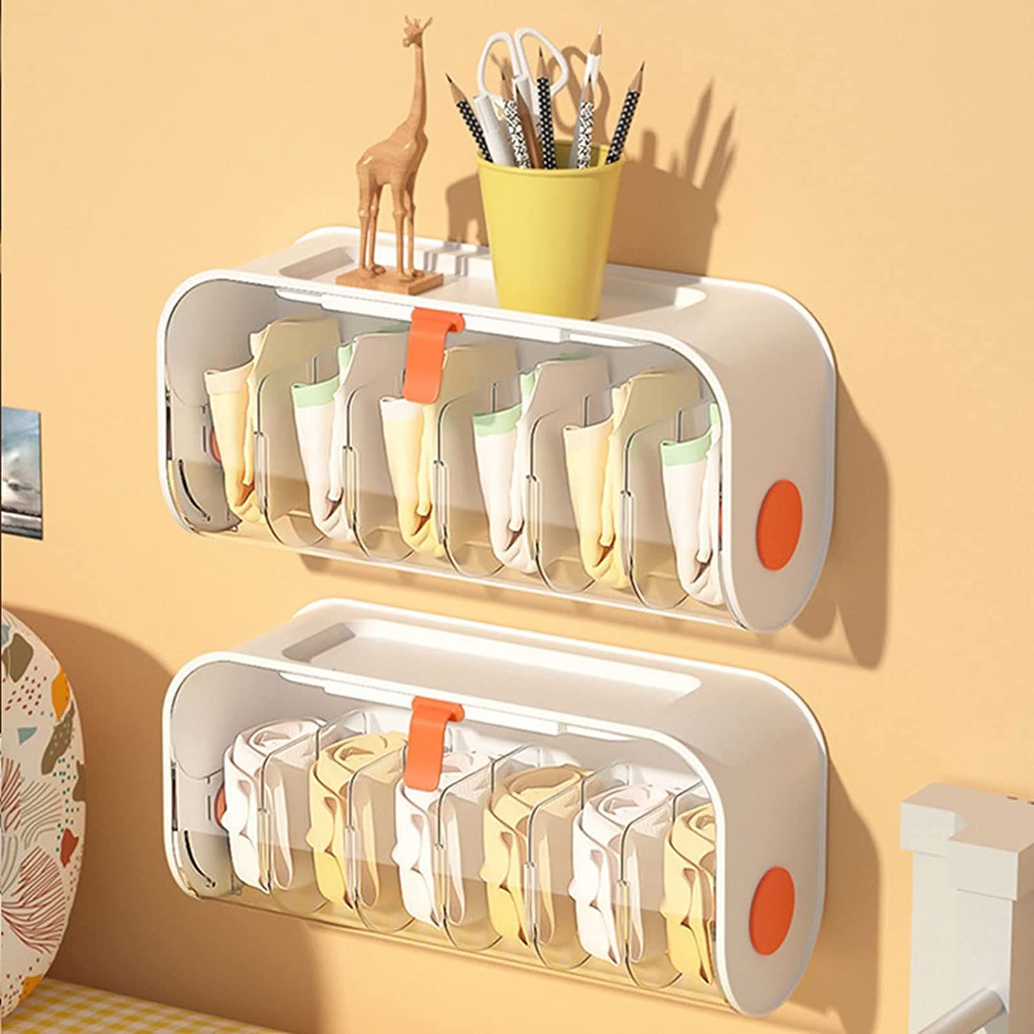 MORPICH® Socks Underwear Wall Mount Drawer Organizer, 2023 New Clear Wall Mounted Drawer Organizer, Punch Free Multi Functional Storage Box, Wall Mounted Underwear Storage Box
