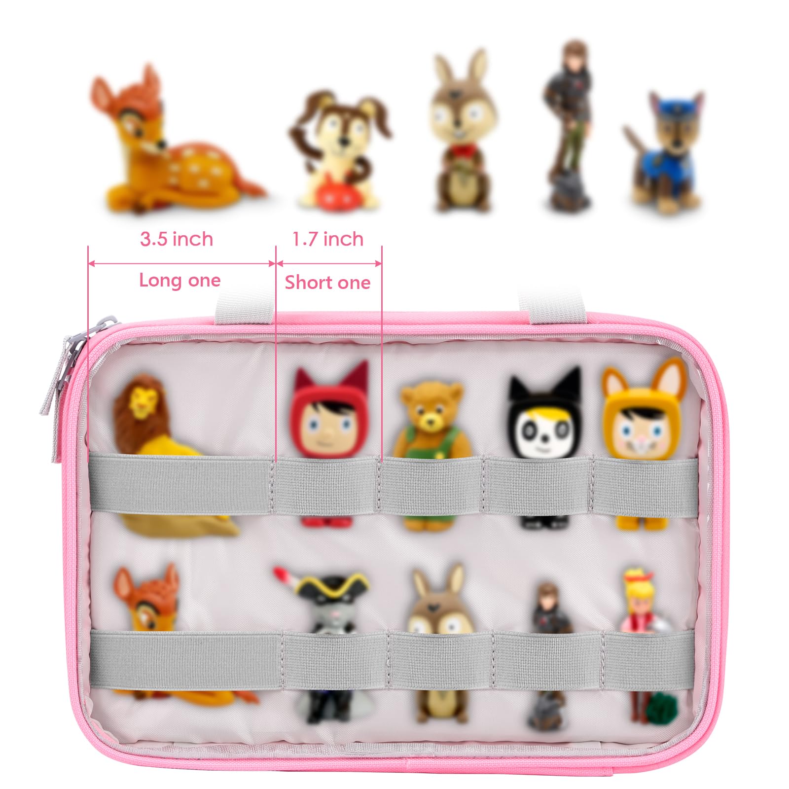 DDgro Carrying Case for Tonies Figures, Toniebox Characters Storage Bag with Handle, Up to 20 Pieces (Pink)
