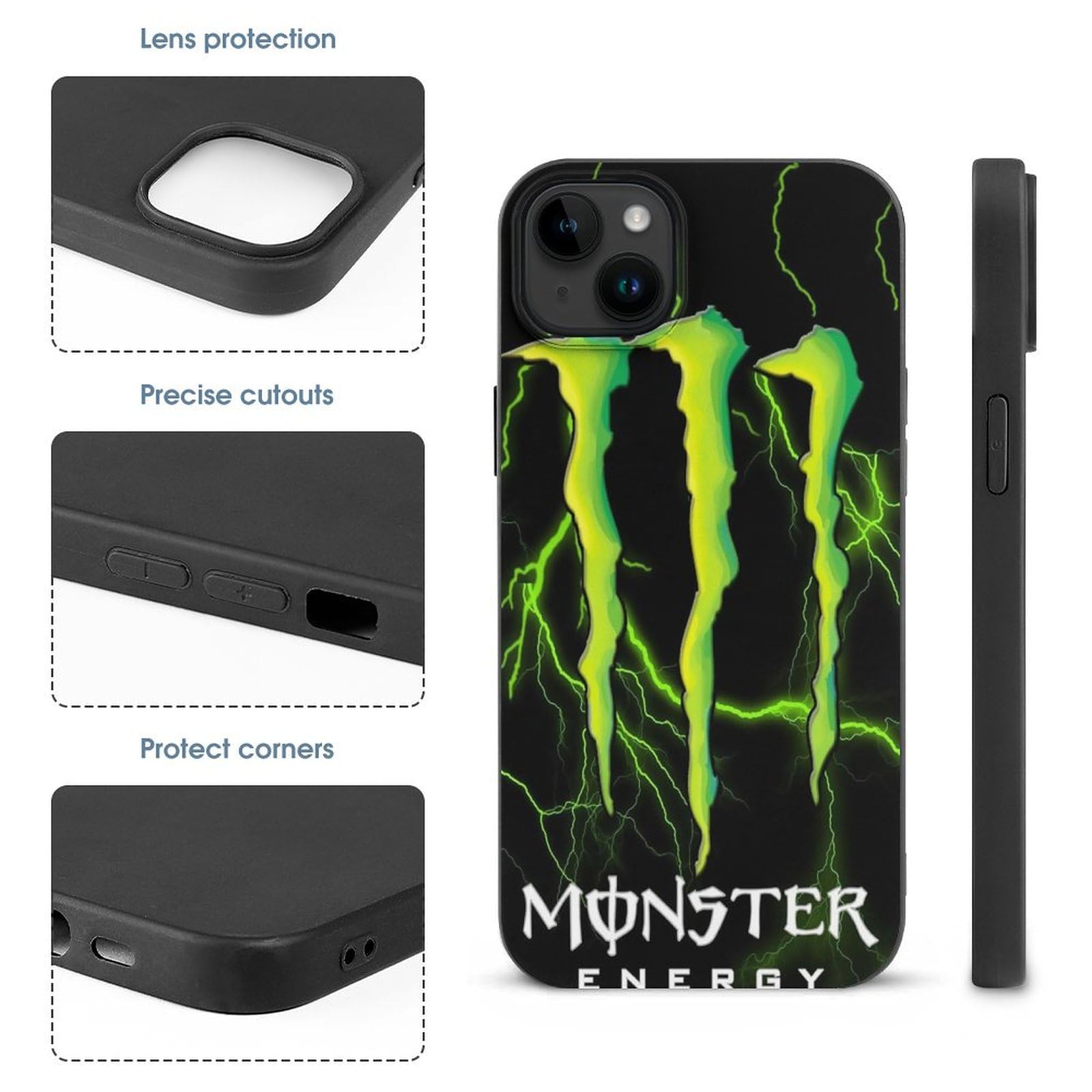 [SIMフリー]iPhone 15 ブラックケース付き　「Monster」 Amazon.co.jp: iPhone15 Plus 用 ケース ロゴモンスターエナジー