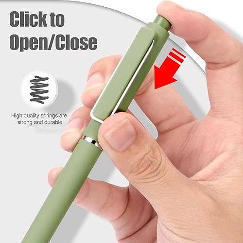 Miniatura 4 de deegtran Bolígrafos retráctiles de tinta negra, estéticos bonitos bolígrafos de gel con tinta fina que no se manchan ni se corren, bolígrafos suaves