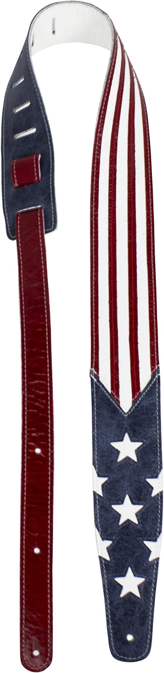 Perri's Leathers Ltd. - USA Flag Guitar Strap - Adjustable Strap from 41" to 56" for Electric, Bass, Acoustic Guitars - Red, White, Blue (P25PLPD-7529)