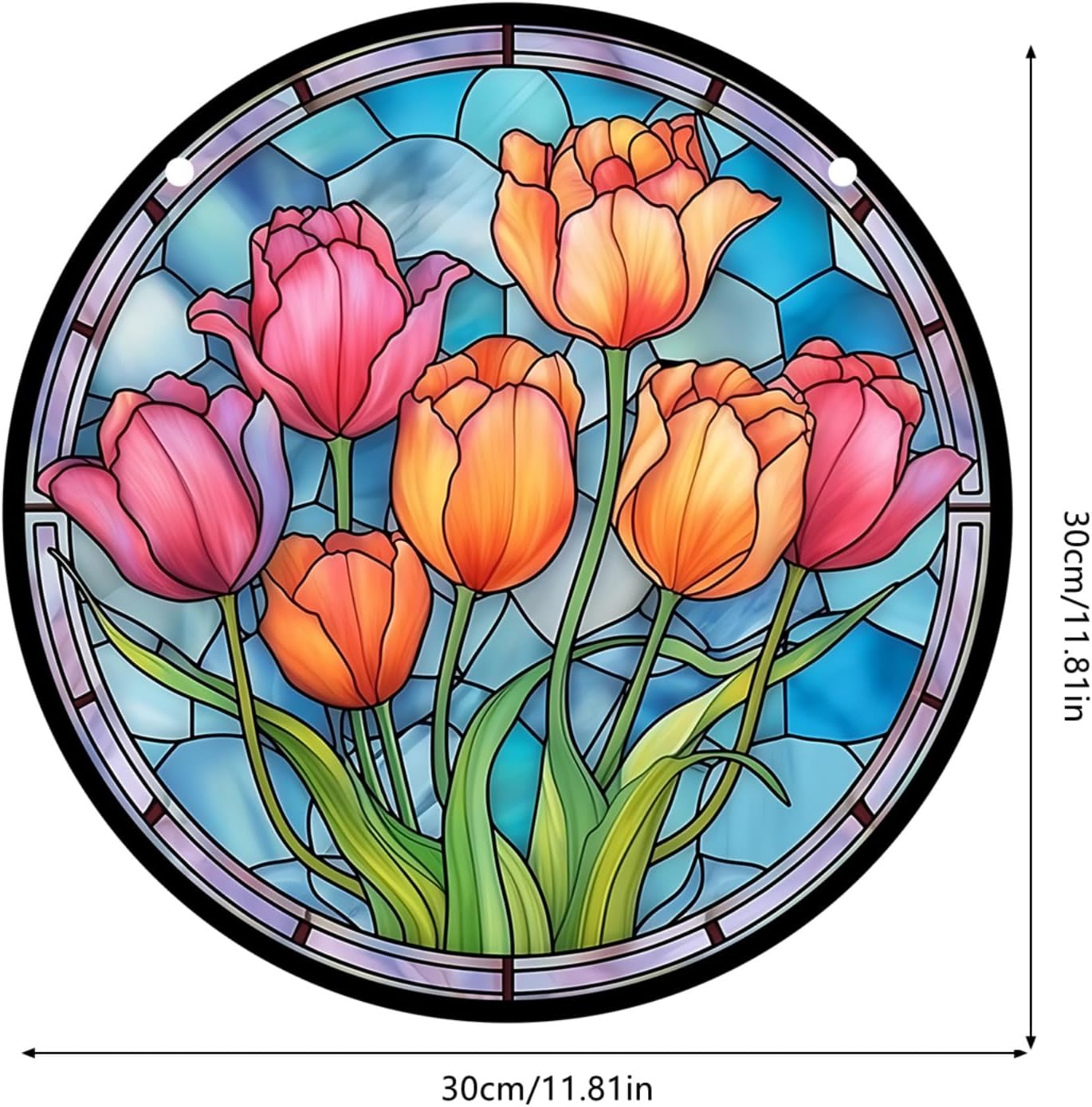 HOTIYOK Large Tulips Butterfly Acrylic Window Hangings Beautiful Flowers Stained Window & Wall Decor, Ideal Housewarming Gift, Home Decor for Mom Grandma Wife Teacher
