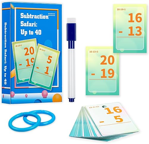 Tarjetas flash de resta, tarjetas de datos matemáticos 1-20, juegos de manipulación matemática para jardín de infantes, 1, 2, 3, 4, 5, 6 grado para