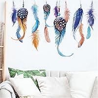 Vista 4 de Calcomanías de pared colgantes de plumas de ensueño, calcomanías de pared extraíbles de vinilo para sala de estar, dormitorio, habitación