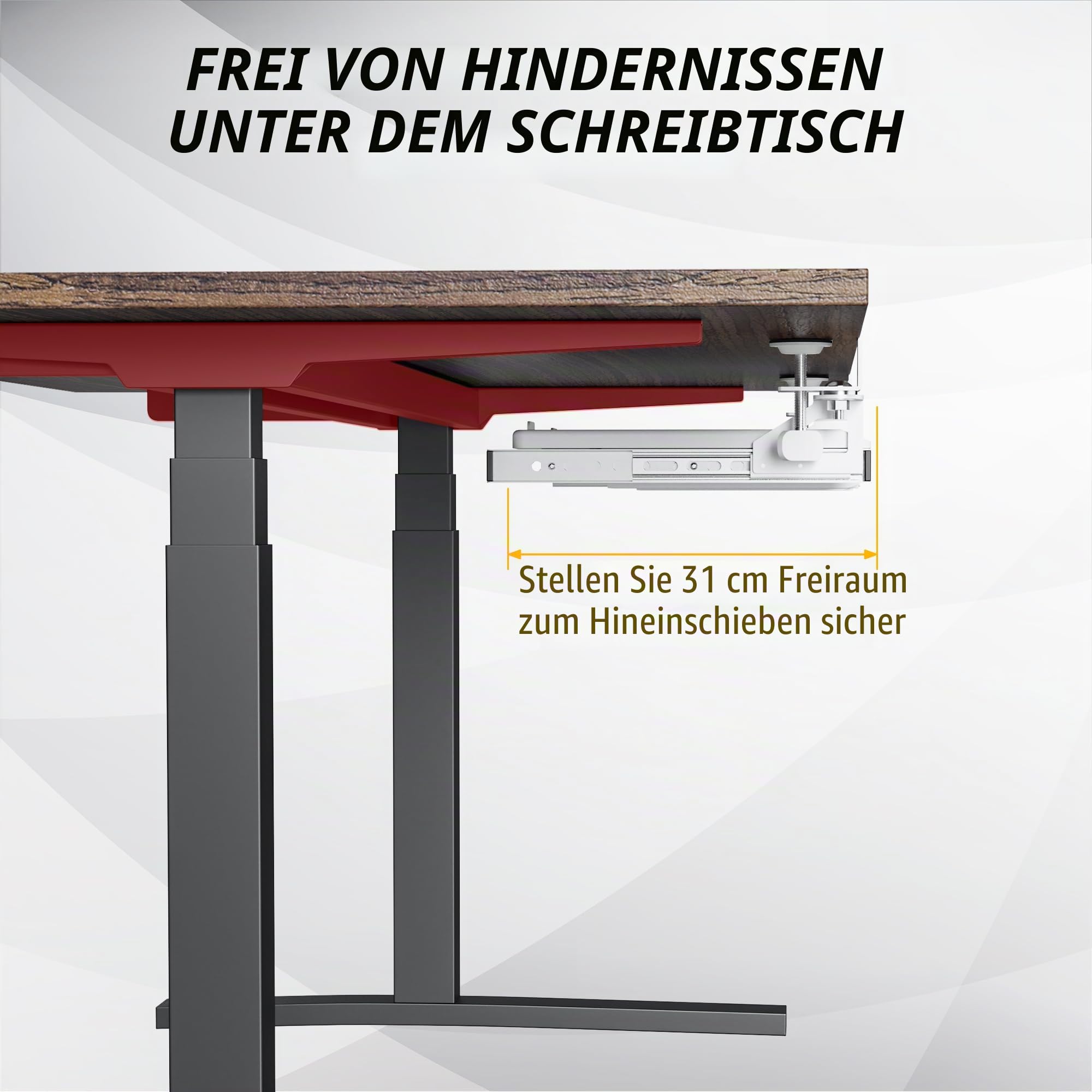ETHU Tastaturablage unter dem Schreibtisch 680 x 300 mm, Ausziehbare Tastaturablage mit 180° Verstellbarer C-Klemme für L-förmigen Schreibtisch, Computer-Tastaturständer für Zuhause und Büro, Weiß