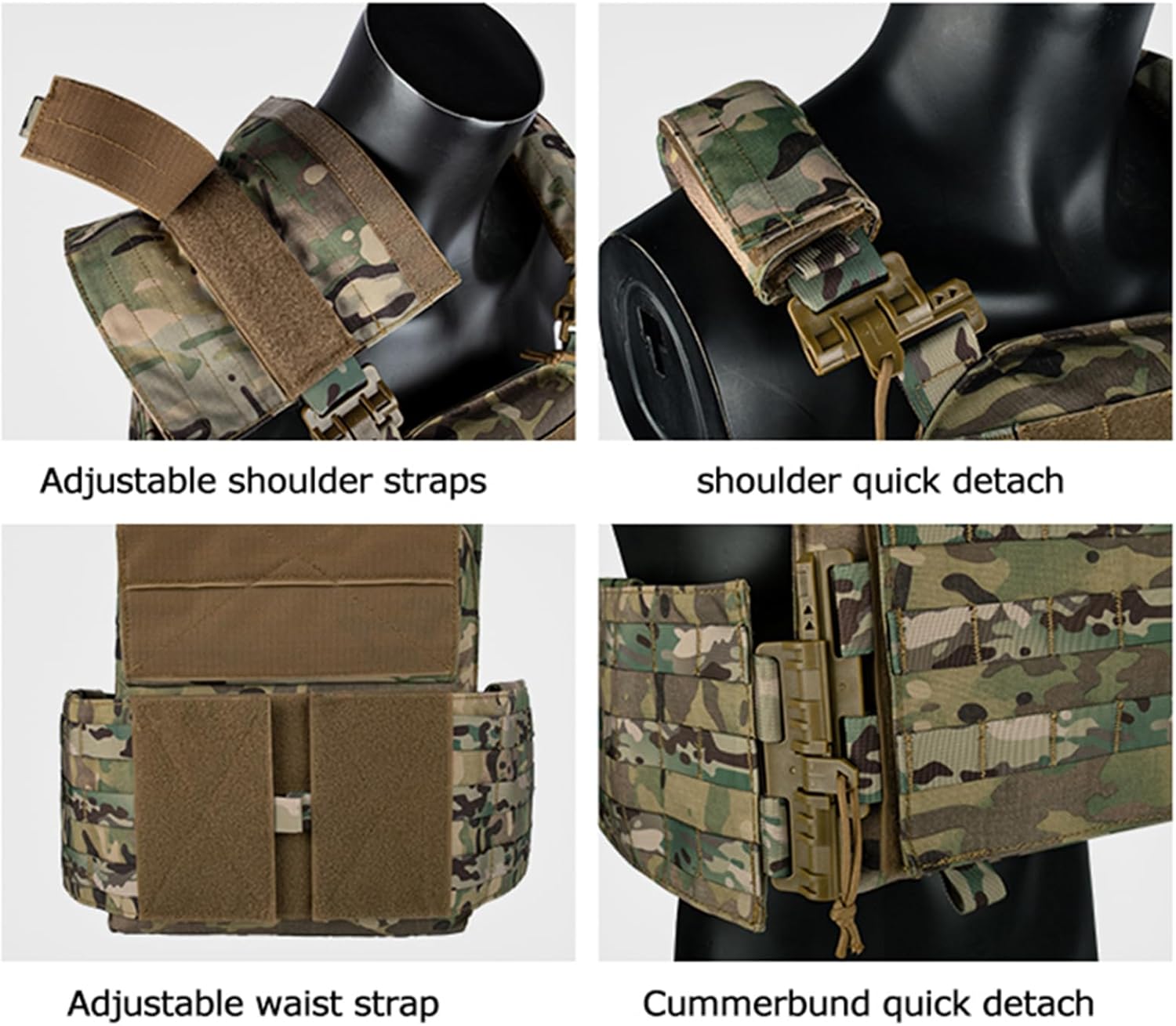 vAv YAKEDA Tactical Outdoor Vest Quick Release Adjustable Hunting Vest with PALS Molle System - Image 6