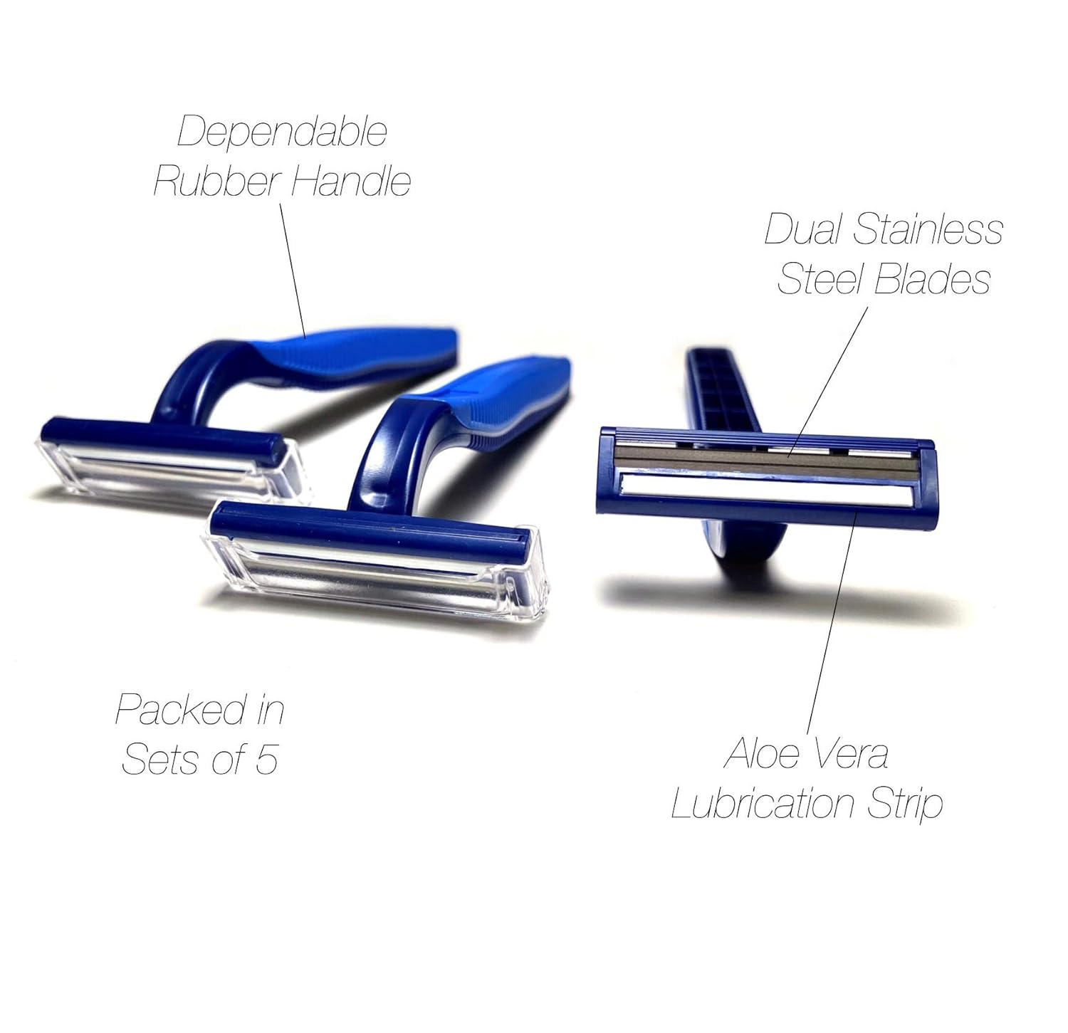 60 Box of Razor Blades Premium Disposable Stainless Steel Hospitality Quality Shavers High End Twin Blade Razors for Men and Women with Aloe Vera Lubrication Strip