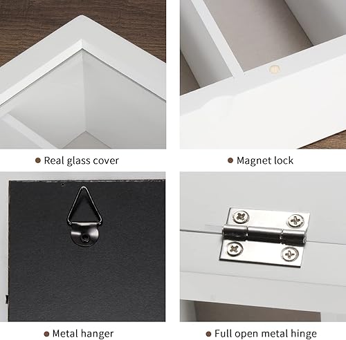 Miniatura 8 de TJ.MOREE Organizador de gafas de sol de almacenamiento montado en la pared 13 x 15.6 pulgadas vitrina de gafas de madera rústica soporte grande caja