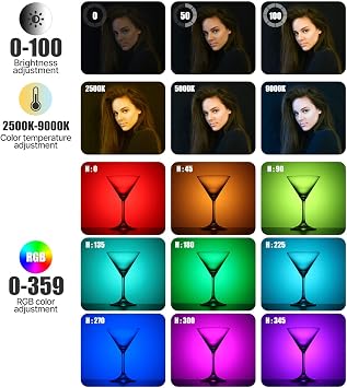 ULANZI VL49 RGB Video Lights, LED Camera Light 360 Full Color Portable Photography Lighting w 3 Cold Shoe, 2000mAh Rechargeable CRI 95+ 2500-9000K Dimmable Panel Lamp Support Magnetic Attraction