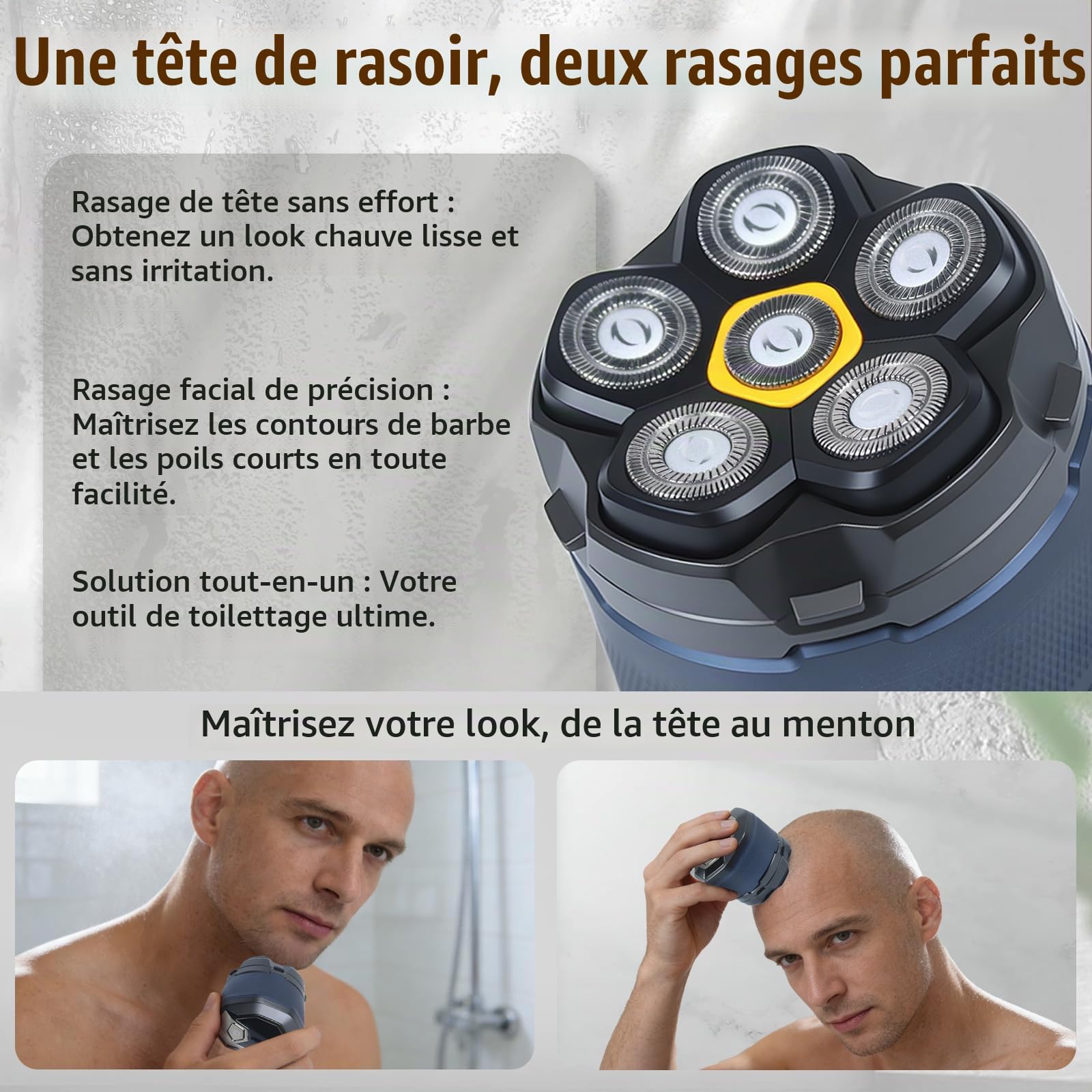Têtes de rasoir magnétiques à 6 lames de rechange pour de nombreux rasoirs électriques magnétiques 6D, compatibles avec DOAO, Kensen, JoyKoi et Kibiy. (3 pièce)