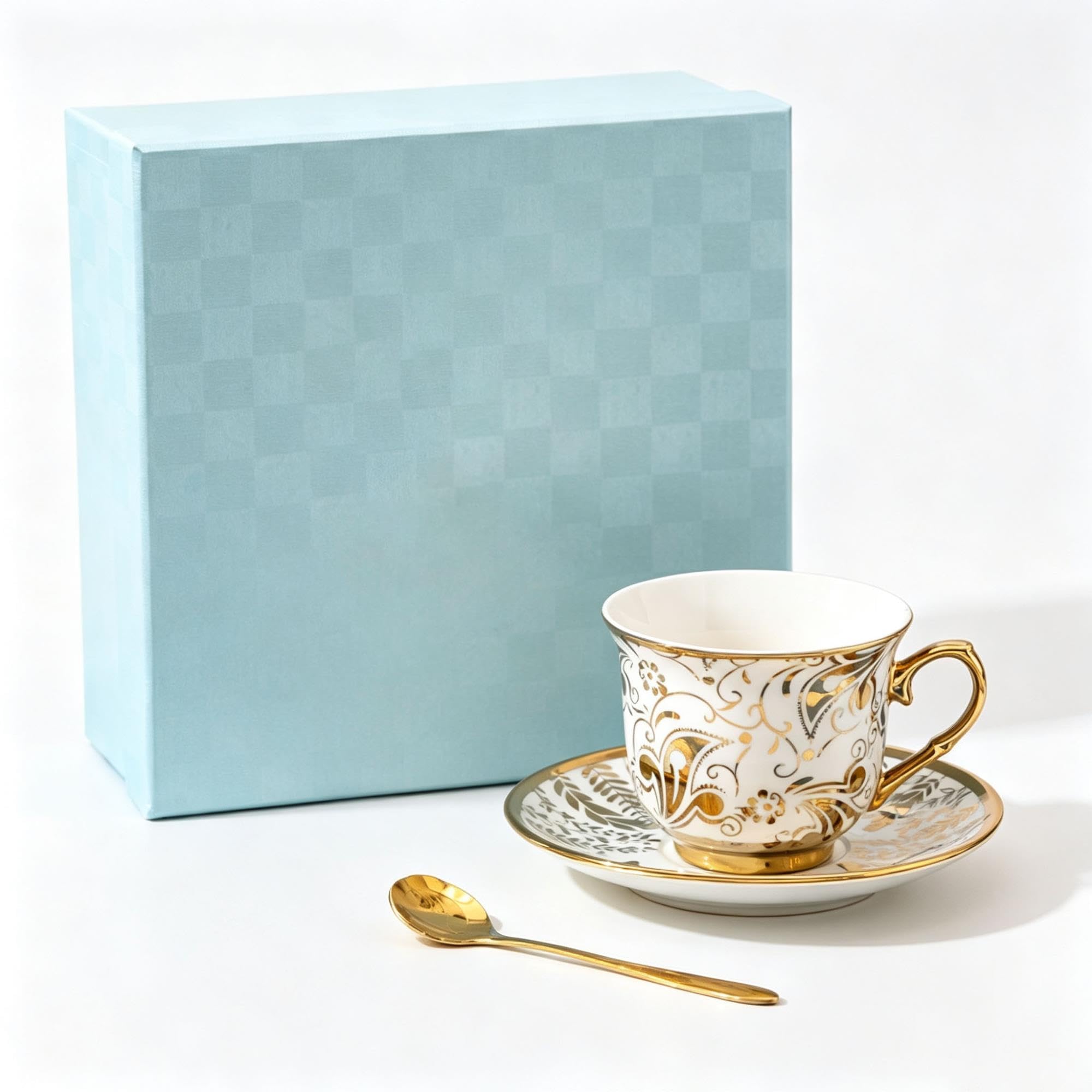 Tasse à café en céramique avec ensemble de soucoupe, tasses à thé florales