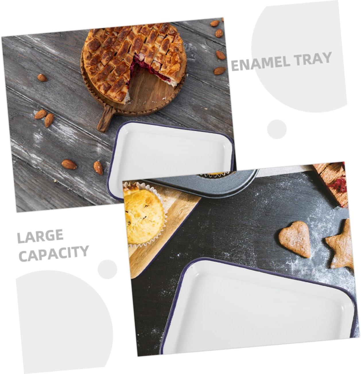Enamel Baking Sheet Pan 17.3X13.4 Inch Non-Stick Rectangular Oven Tray for Baking Cookies BBQ and Serving Dishwasher Safe Kitchen Essential
